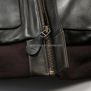 Factory <strong>Custom</strong> Thick Sheepskin <strong>Ma</strong>-1 Flight Genuine Leather Jacket Men Loose Fit Stand Collar Winter Season Fashion Logo - Product Image 5