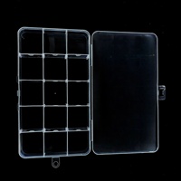 Boîte de rangement pour bijoux en plastique transparent léger, rectangulaire, 24 compartiments, grille fixe avec couvercle pour boucles d'oreilles, rangement de bureau
