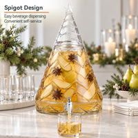 Dispenser per Bevande in Vetro a Forma di Albero di Natale da 1 Gallone con Rubinetto, Contenitore per Succhi per Feste Natalizie