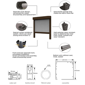 Parasole motorizzato automatico antivento impermeabile giardino patio oscuramento con zip rullo schermo retrattile tapparelle per esterni - Product Image 5