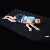 Tapis sensoriels interactifs LED à fibres optiques carrés de 1,2 m pour l'intégration thérapeutique de l'autisme, tapis étoilés lumineux à fibres optiques