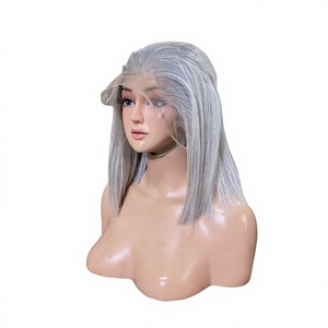 Platinum Blonde Full Lace Wig <b>Medium</b> Length Indian Remy Hair Swiss Lace Base With Baby Hair Average Size - Product Image 1