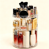 360 °   Organisateur de maquillage rotatif en acrylique transparent, boîte de rangement cosmétique de bureau pour coiffeuse, dortoir, rouge à lèvres, soins de la peau, étagère de vanité