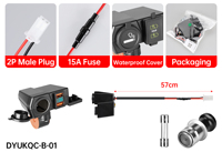 Chargeur rapide double USB QC3.0 12V 24V pour moto, adaptateur allume-cigare avec affichage de la tension, chargeur moto à fixer sur le guidon