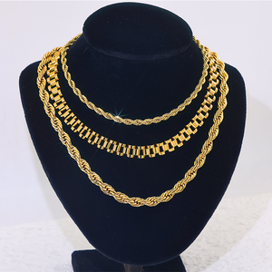 新着トレンド18KゴールドメッキHipHopStyleチョーカーVacuum-coated10mmステンレス鋼ウォッチストラップFanshionChains男性用 - Product Image 1