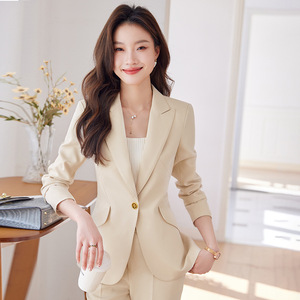 Women's Pink Blazer And Pants Set Full Sleeve Anti-Wrinkle Elegant Commute Style YSY8893 - Product Image 3