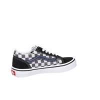 Baskets à lacets pour enfants, motif géométrique, tige en toile respirante, semelle extérieure en caoutchouc VN000CYVBLU1 Noir Blanc Tendance