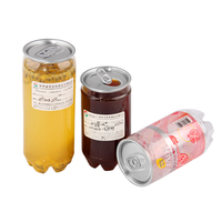 Bocaux de boisson gazeuse transparents en plastique pour animaux de compagnie, vide, avec logo imprimé, facile à ouvrir, 350ml