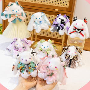 Portachiavi con Coniglio Lolita Gotico in Peluche, Ciondolo a Forma di Coniglio Diavoletto in Pizzo, Charm Anime per Borsa, Decorazione per Zaino Cosplay, Giocattolo di Peluche OEM - Product Image 5