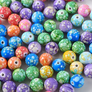 Perles acryliques rondes Perles artisanales pour la fabrication de bijoux Bracelet fait main Perles en porcelaine polymère lisse colorées - Product Image 5