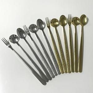 304 Stainless Steel Spoon Fork <b>Set</b> Long Handle Thickened Dessert Coffee Stirring Elegant Condiment Party <b>Dinnerware</b> - Product Image 2