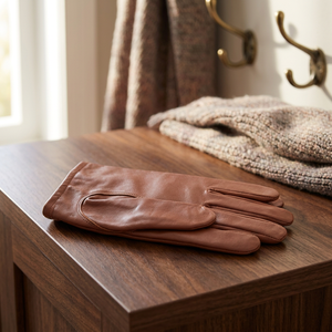 Guantes de Cuero Lisos hasta la Muñeca para Uso Diario en Invierno, Sin Forro, Estilo Cálido - Product Image 4