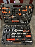 Jeu d'Outils Manuels en Acier CR-V pour Réparation Mécanique Automobile 216 46 53 Pièces, Coffret de Clés et Douilles pour Réparation Auto