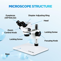 Stock Binocular Stereo Microscope with LED Light, 3.5X-50X Magnification with 0.5X Additional Objectives (ES1058)