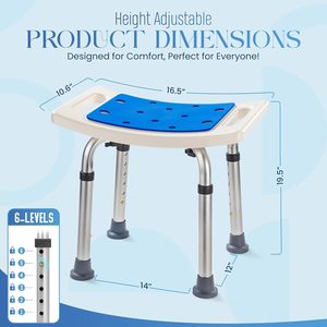 Girl Aluminum Alloy Bathroom <b>Stool</b> 43x28x34-46cm <b>Height</b> <b>Adjustable</b> Non Slip For Elderly And Pregnant Women - Product Image 2