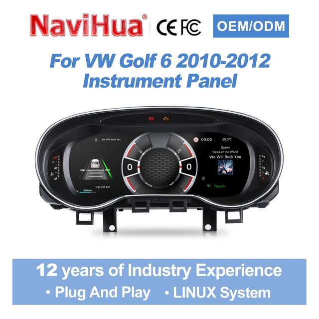 Navihua New Upgrade LCD Dashboard Auto Speedometer for Volkswagen VW Golf 6 2010-2012 Linux System Carplay Car Digital Cluster