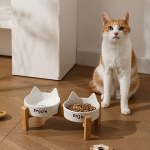 Tazón <span class=keywords><strong>de</strong></span> Cerámica para Gatos al por Mayor, Tazón Integrado para Comida y Agua para Gatos y Perros, Diseño Estable Resistente a las Volteretas - Product Image 3