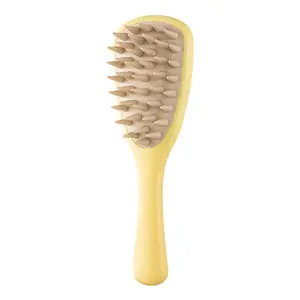 2024 sıcak satış silikon kaba dişli saç tarak kolu masaj kuru ve ıslak çift amaçlı uzun sap saç fırçaları