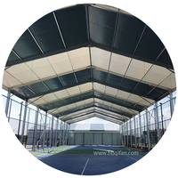 Structure de tente de padel en PVC d'extérieur, terrain de paddle-tennis avec toit couvert, terrain de padel panoramique, couverture en matériau anti-chaleur