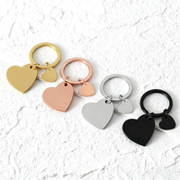 Porte-clés en acier inoxydable Ywyougang personnalisable avec double cœur, breloque vierge pour cadeau personnalisé et bricolage