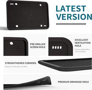 กรอบป้ายทะเบียนรถยนต์ซิลิโคนสีดำแบบสากล 2 ชิ้น สภาพใหม่ - Product Image 2