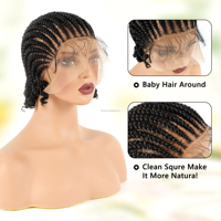 Perruques courtes en dentelle complète tressées en cornrows, perruques synthétiques en dentelle tressée avec cheveux de bébé, tresses faites à la main sans nœuds pour femmes noires