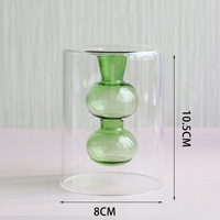 Vase en verre coloré simple moderne nordique créatif double couche vase transparent restaurant décoration de bureau