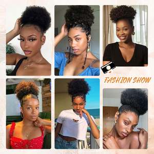 Extensión de Cola de Caballo Afro Puff con Cordón, Sintética, para Mujeres Negras, Fibra de Alta Temperatura, Cola de Caballo Rizada, Marca Amygril - Product Image 6