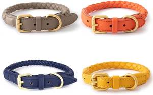 Colla pour animaux de compagnie en cuir de luxe tissé à la mode personnalisé pour chiens de petite et moyenne taille collier de chien - Product Image 2