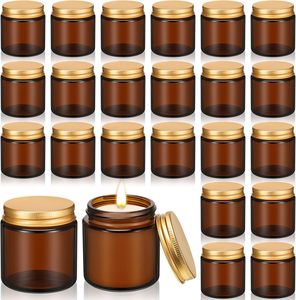 Factory Supply Brown <b>Candle</b> <b>Jar</b> with Boxes Packaging Amber Christmas Decoration <b>Glass</b> Vessel Aluminum Cap 8oz 10oz 12oz 16oz - Product Image 1