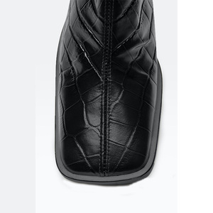 <span class=keywords><strong>Botines</strong></span> de diseño personalizado de alta gama para Mujer, botas de oficina de cuero genuino negro, zapatos de media caña - Product Image 4