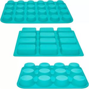 Ensemble de 3 moules à cupcakes antiadhésifs de 24 cavités, 12 moules à muffins, 12 moules à brownies en silicone pour la cuisson des gâteaux - Product Image 2