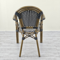 Chaise de bistrot d'extérieur en rotin PE avec structure en aluminium, résistante aux UV, style européen, pour patio, jardin, café, restaurant, fauteuil empilable