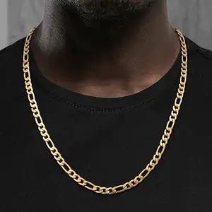 High Quality Cadena De Oro 18K Figaro Chain Solid Gold Chain Cadenas De Oro 18K