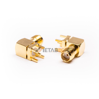 Connecteur coaxial SMA-KWE femelle à angle droit pour montage sur circuit imprimé, prise SMA mâle