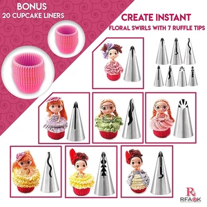 Kit de 200 pièces OEM pour la décoration de gâteaux, comprenant un support décoratif et un <span class=keywords><strong>moule</strong></span> en <span class=keywords><strong>silicone</strong></span> pour pâtisserie - Product Image 5