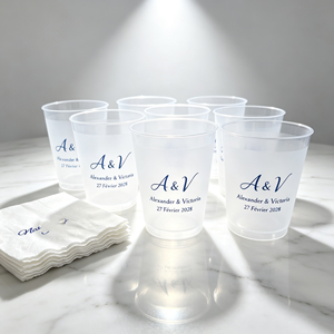 Gobelets de stade en plastique 9-10 oz (300 ml) pour bière, noirs, personnalisables, réutilisables, gobelets jetables, serviettes noires, pour baby shower et fête prénuptiale - Product Image 1