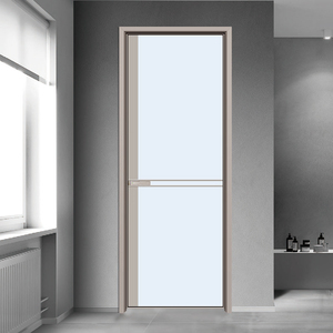 Portes <span class=keywords><strong>de</strong></span> toilettes modernes à simple battant en aluminium, <span class=keywords><strong>cadre</strong></span> en aluminium noir sur mesure, verre trempé dépoli, isolation phonique, cuisine, chambre - Product Image 3