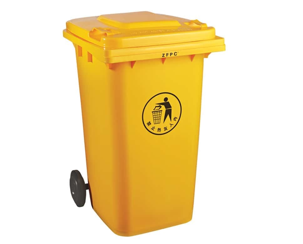 Medical Trash Containers Pedal Plastic Garbage With Wheels Square 240L Hospital Waste Bin