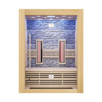 Sauna infrarouge de luxe pour la maison, sauna sec en bois de pruche, sauna intérieur pour deux personnes, série en pierre moulée, sauna infrarouge pour deux personnes