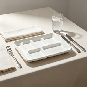 Barquettes jetables en bagasse de canne à sucre compostables à 6 compartiments de qualité alimentaire avec couvercles pour la restauration collective - Product Image 4