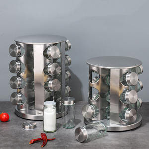 360 °   Set Portaspezie Girevole <span class=keywords><strong>in</strong></span> Acciaio Inox con 12/16/20 Barattoli <span class=keywords><strong>in</strong></span> <span class=keywords><strong>Vetro</strong></span> Organizzatore per Condimenti da <span class=keywords><strong>Cucina</strong></span> Supporto per Ripiano - Product Image 3