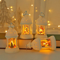 Lanterne de décoration de noël en plastique, lumière Led Portable petit bonhomme de neige lumière lumineuse cadeau de noël lanterne Led