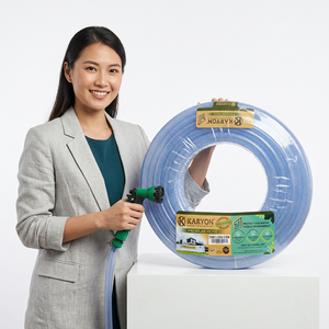 Tuyau en filet PVC agricole KARYON de 6 mm à 16 mm, transparent, flexible, tressé, renforcé, bleu, pour l'irrigation, le jardin, le pulvérisateur - Product Image 1