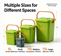 Poubelle de recyclage portable en PP avec couvercle rabattable et poignée de transport, 8L 10L 15L, poubelle de tri pour la maison et la cuisine