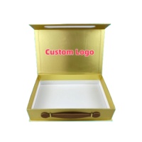 Caja de Regalo Magnética Autoarmable de Cartón Dorado de Lujo, Reciclable, con Logotipo Personalizado en Relieve, Recubrimiento UV, para Perfumes y Velas