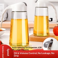 Distributeur d'huile en verre pour cuisine, ouverture/fermeture automatique, pot à huile domestique, bouteille grande capacité anti-taches pour sauce soja et vinaigre