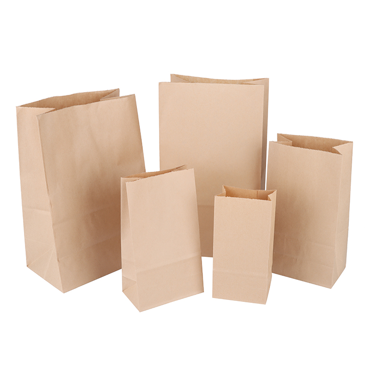 Custom food grade kraft paper bag recycled brown paper bag with logo printed kraft paper bagPopular