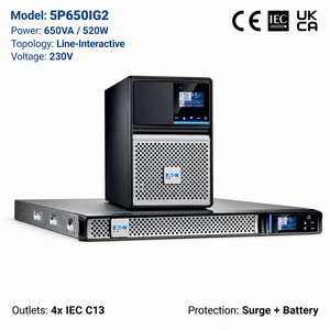 5P 650i Tower <b>UPS</b> 650VA 520W Line-Interactive Sine Wave Backup <b>Power</b> <b>Supply</b> for Network Server IT Infrastructure 4x C13 - Product Image 5