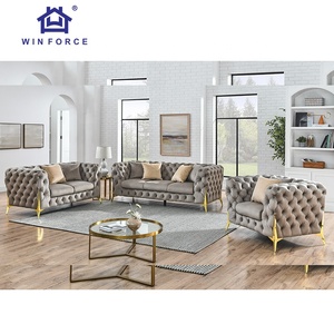 Furnitur rumah Sofa Sofa ruang tamu pelatih kursi ruang tamu Sofa santai Chesterfield berlapis kain kancing rumbai Modern kustom kelas atas - Product Image 6
